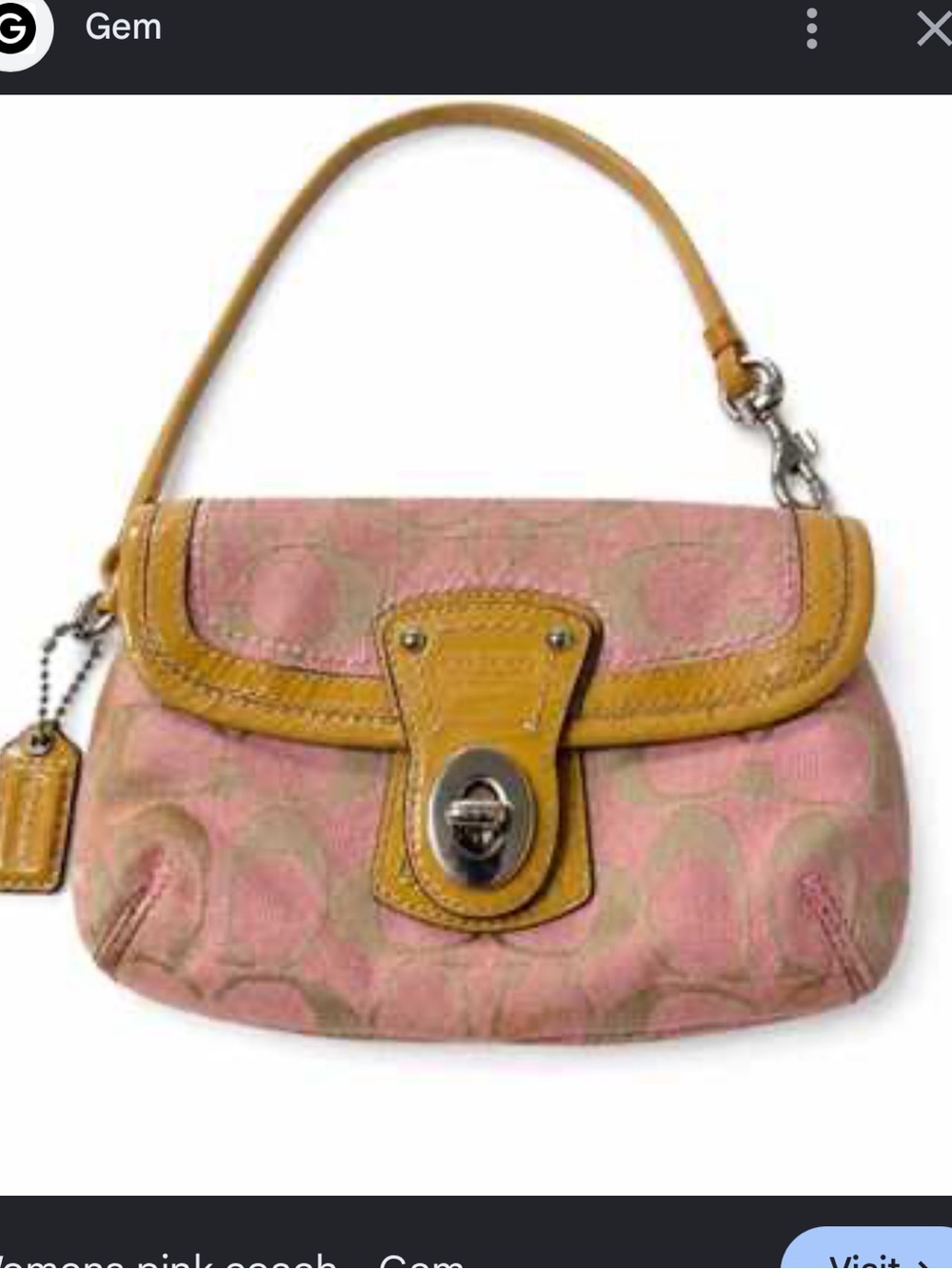 Vintage Y2K Coach Pink and Tan Signature Canvas Wristlet with Turn-Lock